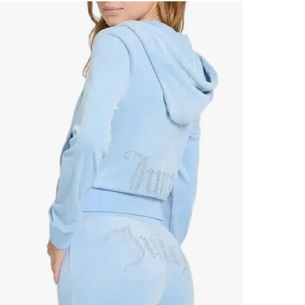 NWT Juicy Couture Velour Track Suit Pants Hooded Jacket Bling Sz Large New $199 - Picture 5 of 16
